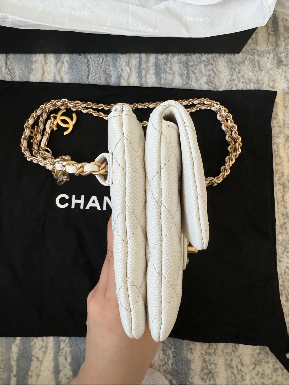 Chanel White Quilted Leather Waist Bag - Gold Hardware & CC Logo - Picture 3 of 11